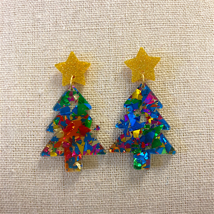 Christmas Foil Tree Earrings
