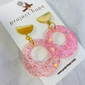 Light Pink Resin Confetti Earrings
