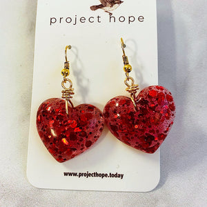 Red Resin Heart Earrings