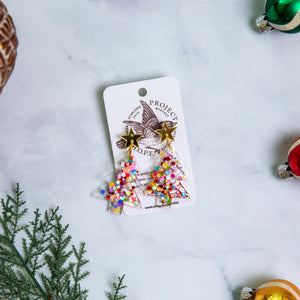 Christmas Tree Confetti Earrings