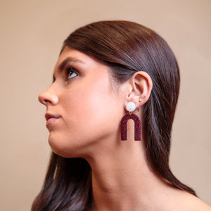 Maroon Arch Earrings