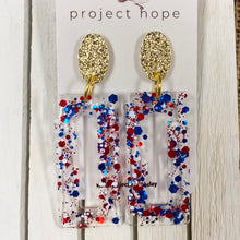 Load image into Gallery viewer, Red White &amp; Blue Resin Earrings