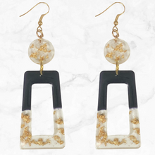 Load image into Gallery viewer, Black &amp; Gold Resin Earrings