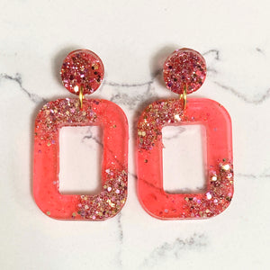 Coral Gold Foil Earrings