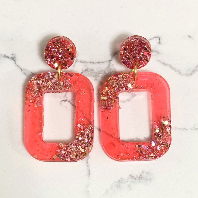 Coral Gold Foil Earrings