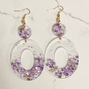 Lavender Oval Resin Earrings