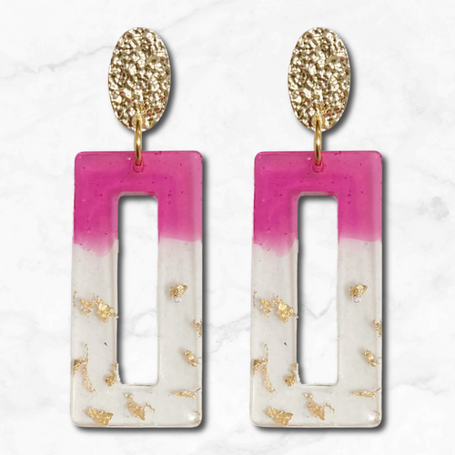 Fuchsia Pink Resin Earrings