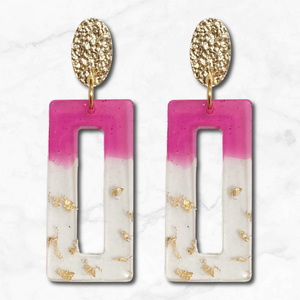 Fuchsia Pink Resin Earrings